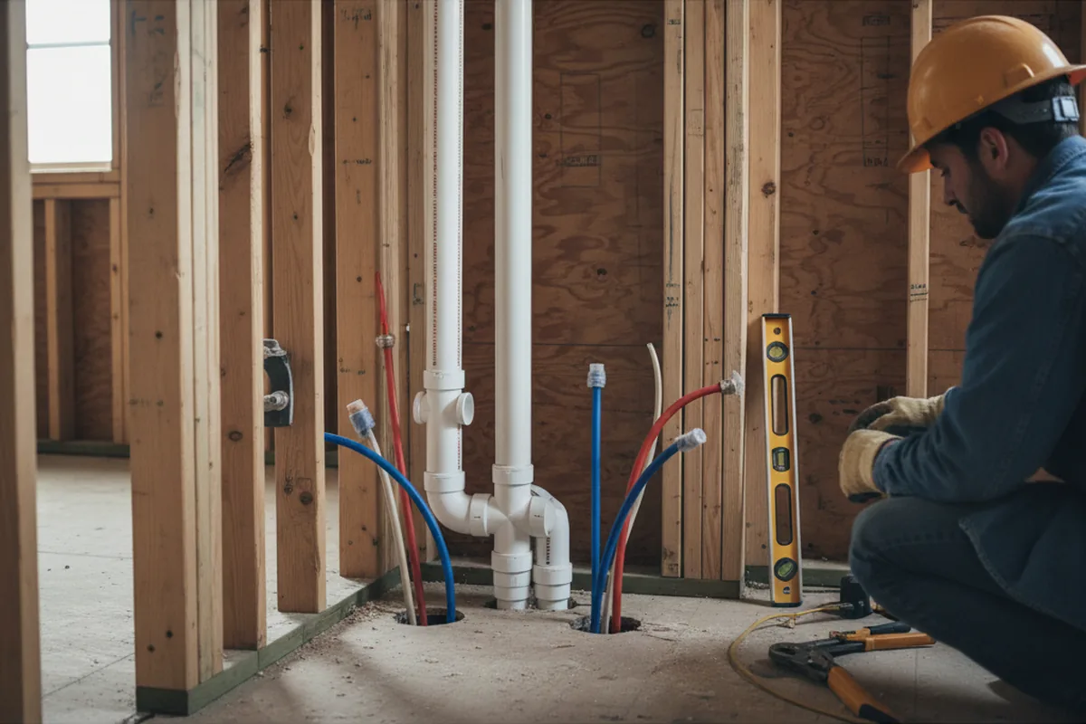Drain and supply rough-in during Drain Cleaning in Tallmadge