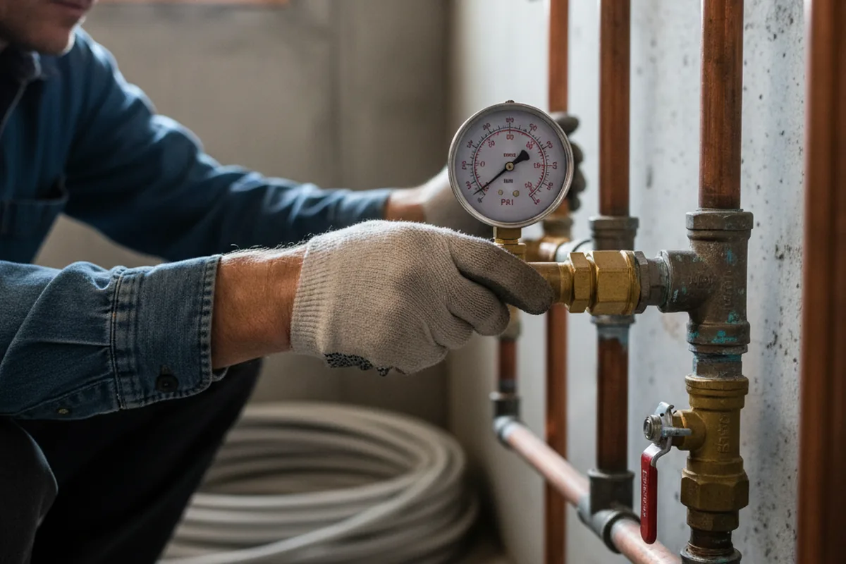 Pressure testing a repaired line during Water Line Repair in Tallmadge